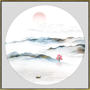 高端新中式山水水墨装饰画