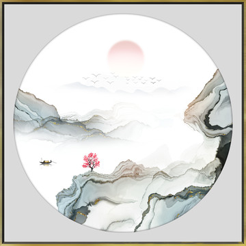 高端新中式山水水墨装饰画