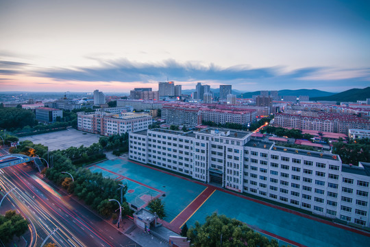 中国东北黑龙江七台河城市风光