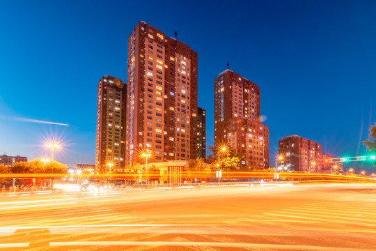 东北七台河城市风光夜景