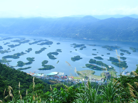 天空之城仙岛湖风景鸟瞰摄影