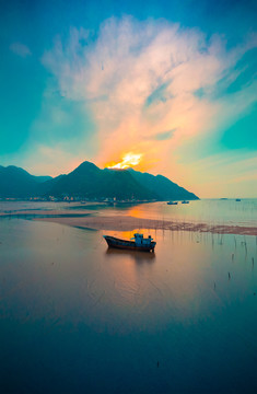 福建霞浦滩涂凌晨风光