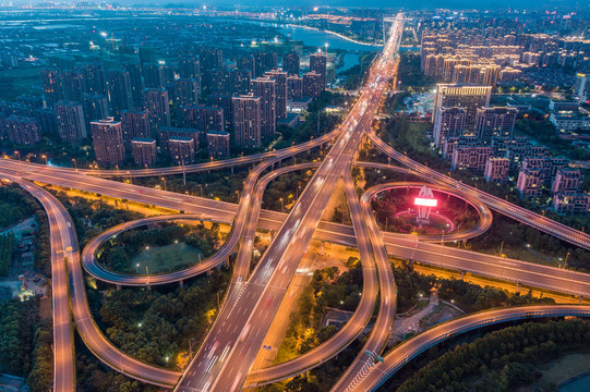 宁波机场路高架鸟瞰图