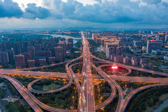 宁波机场路高架夜景