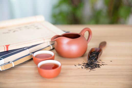 古书籍和中国饮茶场景