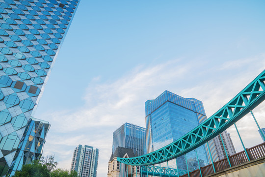 武汉城市建筑天际线和建筑特写