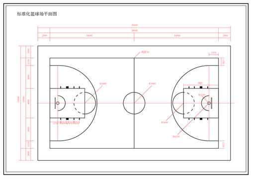 标准化篮球场施工设计图纸