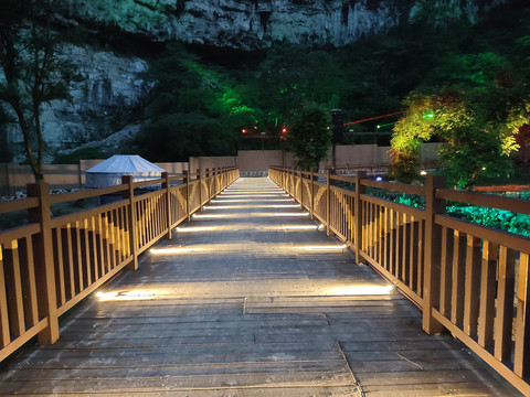 车溪老街仿古木楼夜景亮化