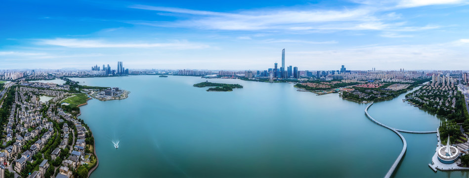 航拍苏州城市风光全景