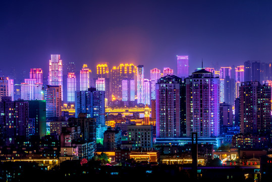 中国湖北武汉城市夜景风光