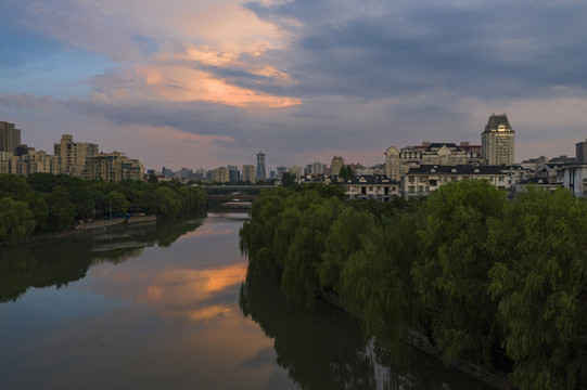 杭州大运河河畔拱墅区运河两岸