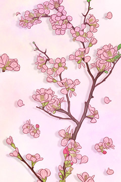 樱花手绘背景