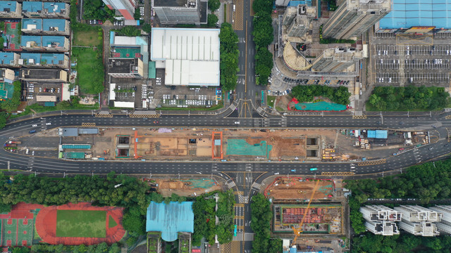 城市建设项目工程施工鸟瞰图