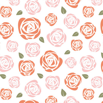 手绘玫瑰花卉循环图案