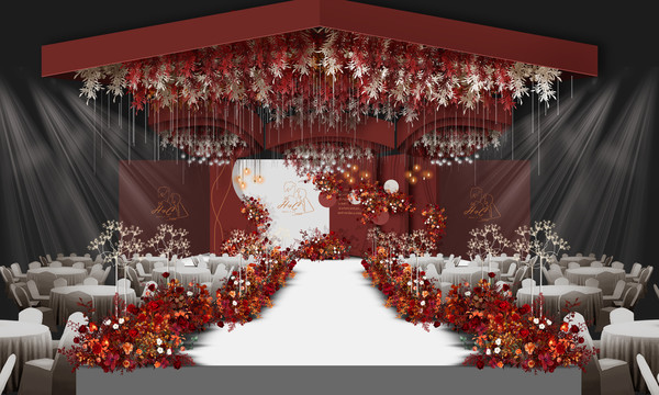 红白婚礼舞台效果图