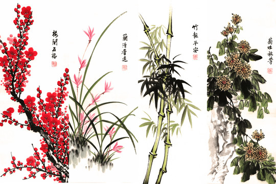 梅兰竹菊装饰画