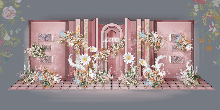 粉色花园婚礼效果图