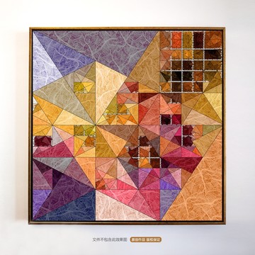 现代轻奢抽象几何油画组合晶瓷画