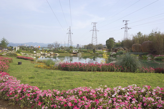 成都东安湖锦绣天府公园池塘