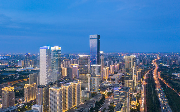 中国西安市雁塔区城市夜景