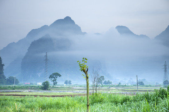 青山雾景