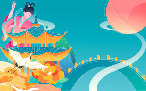 中秋佳节海报中国风建筑传统节日