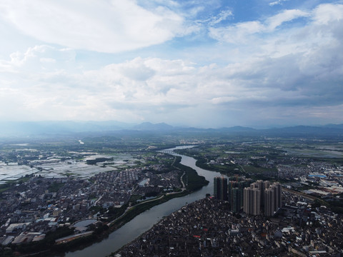 中国广东省揭阳市绵湖航拍