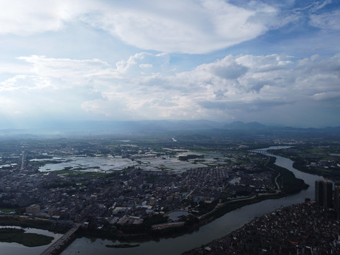 中国广东省揭阳市绵湖航拍