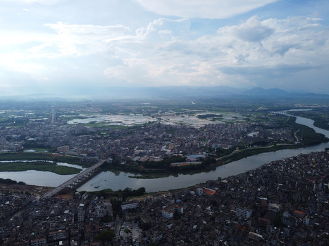 中国广东省揭阳市绵湖航拍