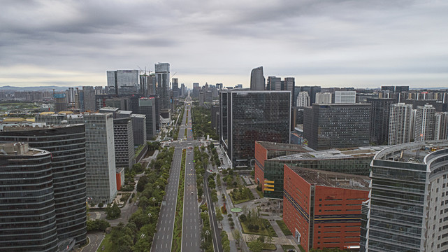 成都高新区天府大道城市风光