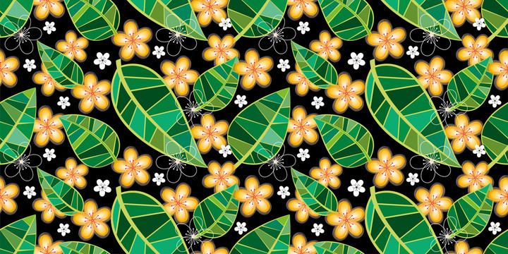 绿叶小黄花装饰图案