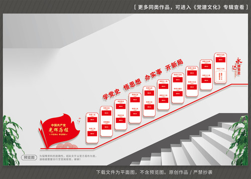 党的光辉历程楼梯文化墙