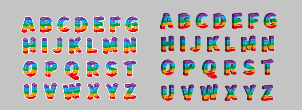 彩虹立体字母