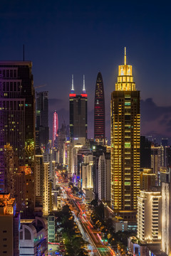 深圳城市地标建筑夜景风光