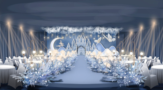蓝色梦幻城堡婚礼效果图