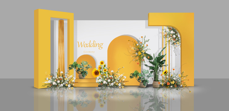 黄白色婚礼设计