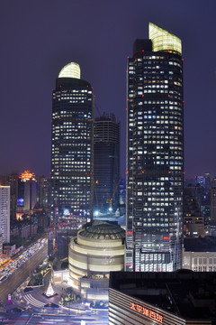 上海港汇恒隆广场城市风光夜景