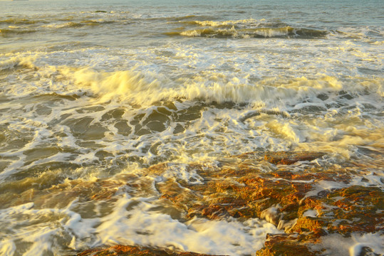 海浪拍打沙滩