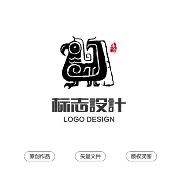 古代图形鸡logo