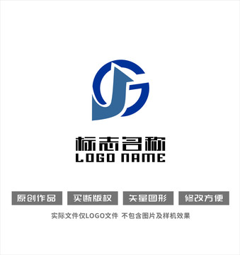 JG字母GJ标志科技logo
