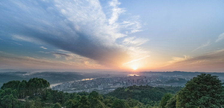 四川宜宾城市风光全景图