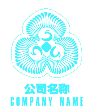 孔雀圆形方孔logo设计ai