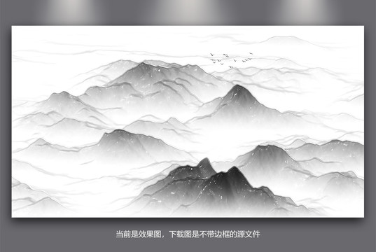 现代轻奢抽象山水晶瓷背景墙壁画