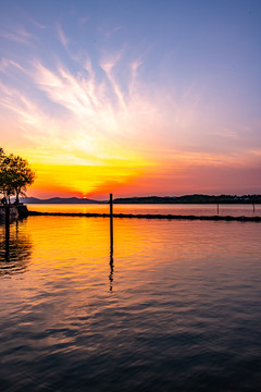 江苏无锡太湖风景区夕阳黄昏晚霞