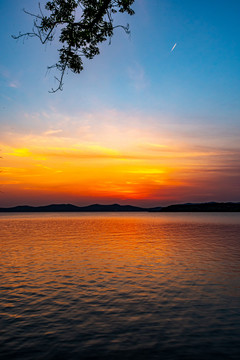 江苏无锡太湖风景区夕阳黄昏晚霞