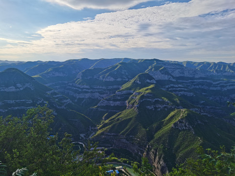 汾河二库蓝天白云崇山峻岭