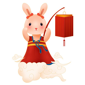 国潮中秋节兔子