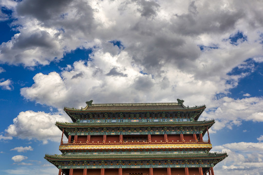 蓝天白云下的北京正阳门城楼