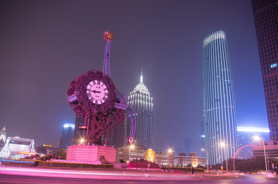 天津市世纪钟广场夜景