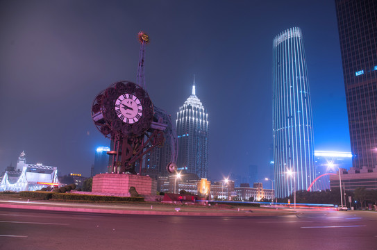 天津市世纪钟广场夜景